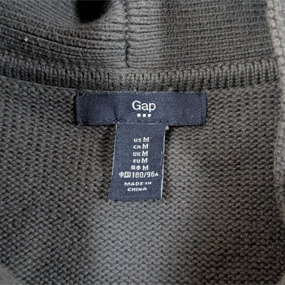 Gap Mens Cardigan Shawl Collar Chunky Waffle Ribbed Knit M Grey Grandpa - Picture 9 of 11